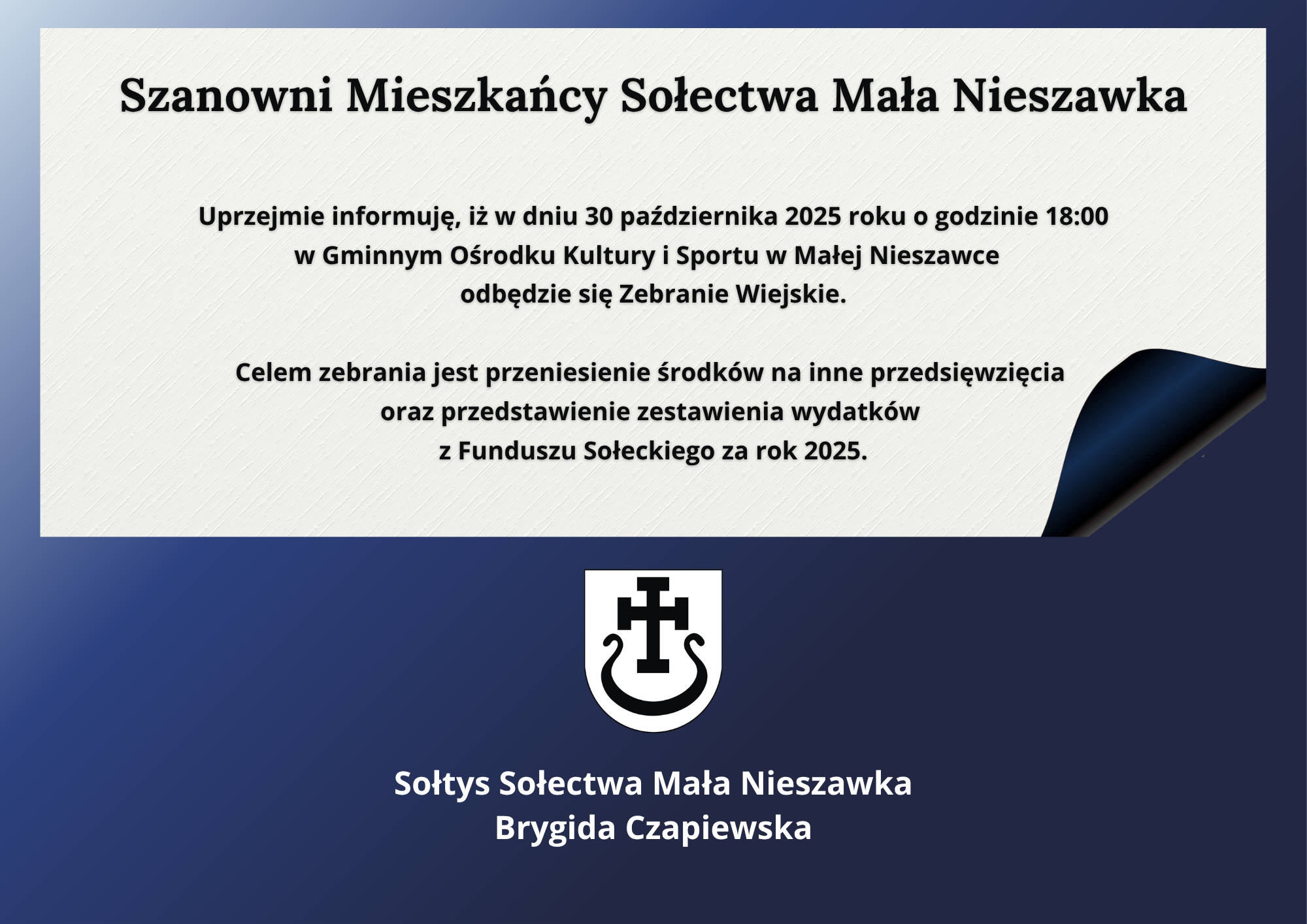Zebranie wiejskie sołectwa Mała Nieszawka